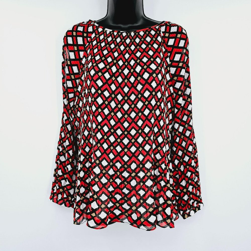 Chicos Top Geometric Patterned Cold Shoulder 1 M … - image 1